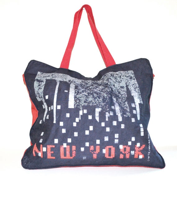 Canvas Tote Bag New York Bag Overnight Bag Weekender Bag Carry On Bag ...