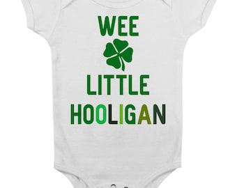 St Patricks Day Baby Onesie Outfit Cute Clothes for Girl Boy Lucky 6 12 Months Green Toddler Newborn Cute Funny Irish Wee Little Hooligan