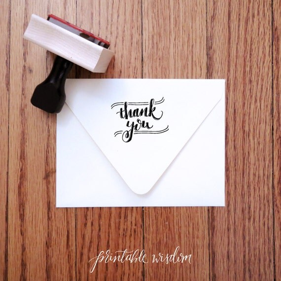 Thank You Stamp Rubber Stamp Calligraphy Stamp By Printablewisdom