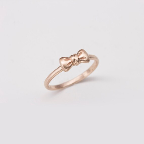 Bow Ring in 14K Rose gold Ribbon ring in 14K pink gold Gold