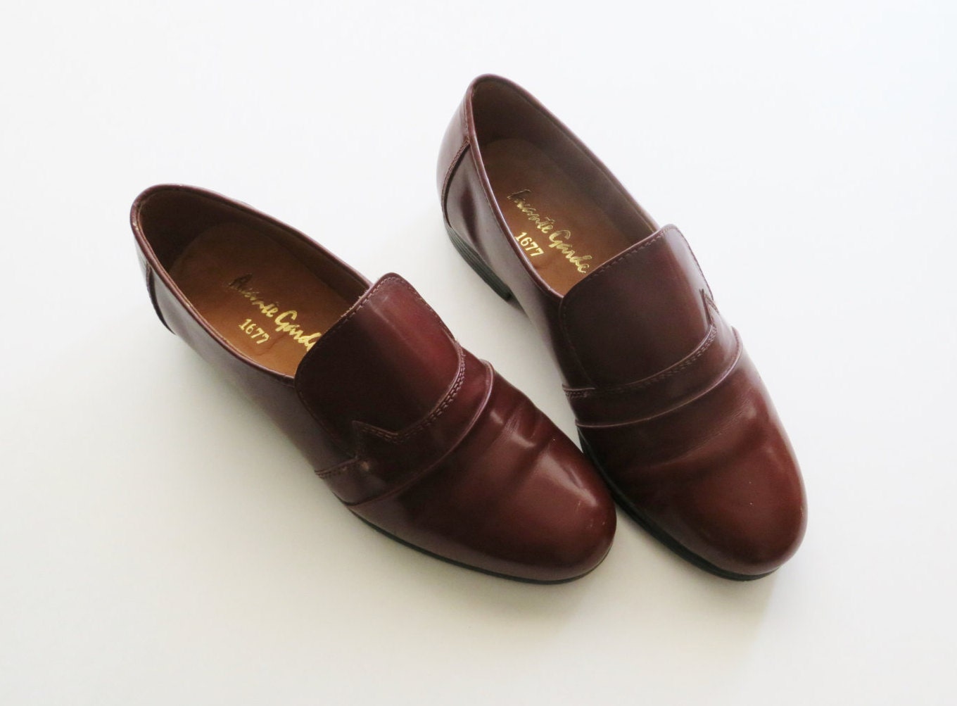 80s Oxblood Slip On Loafers Maroon Brown Mocha Oxfords Brogues