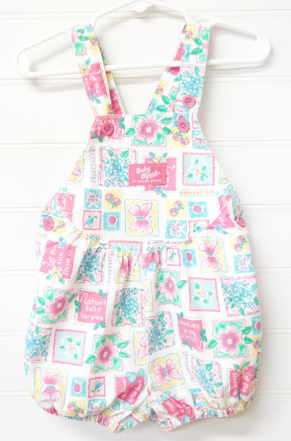 Vintage Baby Clothes/ Baby Girl Romper Pastel Print Floral