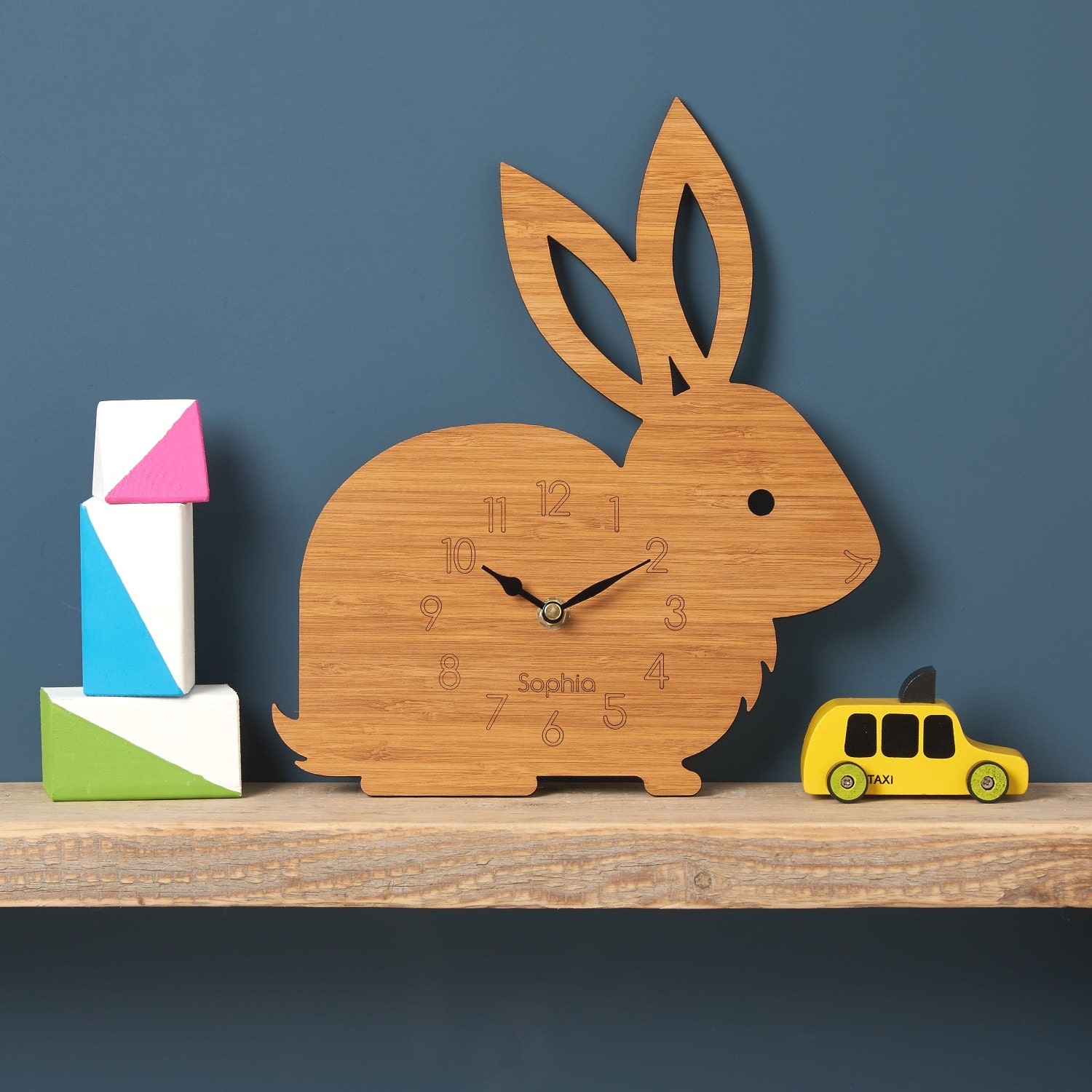 Rabbit Clock Modern Wall Clock Childrens Clock laser cut by