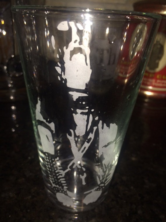 Black Metal ETCHED Pint Glass Handmade not cream by WhatASpectacle