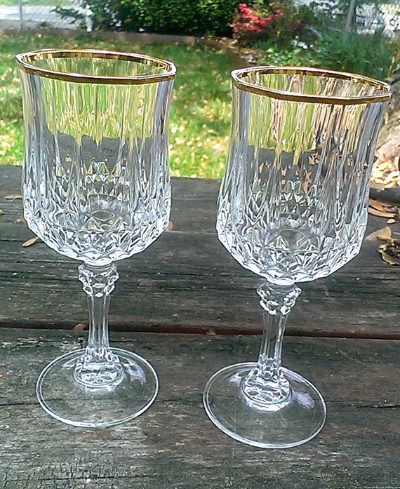 Two Cristal Darques Gold Rimmed Wine By Losttreasurebylynn