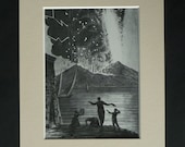 Print of Mount Vesuvius Erupting, Available Framed, Volcano Art, Geology Gift, Eruption Decor, Volcanic Picture, Geologist Gift, Italian Art