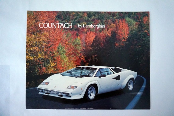 Lamborghini Countach Poster 80s Vintage Luxury Euro Sports Car