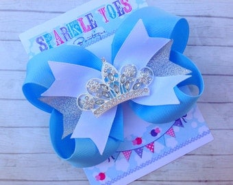Cinderella Bow - Baby Blue Bow - Princess Party - YOU PICK COLOR - Cinderella Party - Girls Hair Bows - Toddler, Infant, Big girls Bow