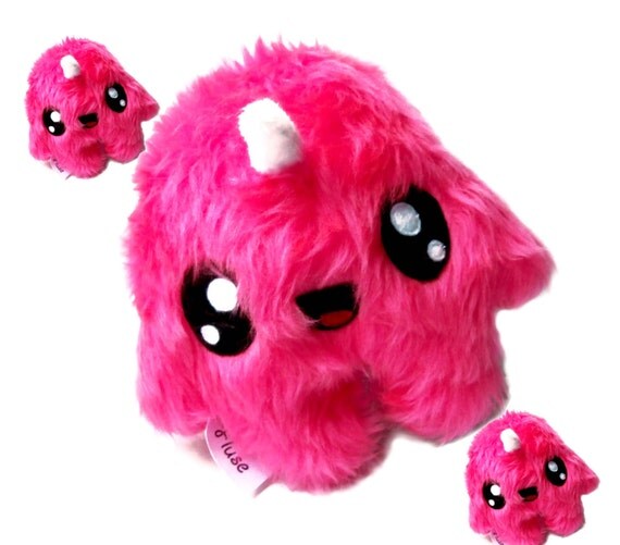 Kawaii peluche Licorne peluche mignon monstre néon rose