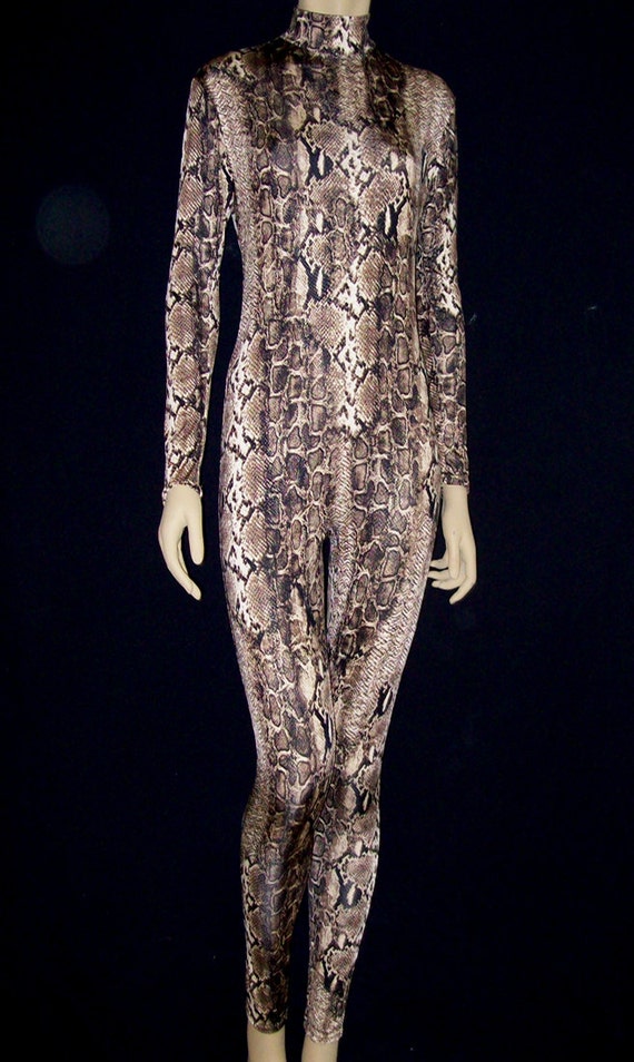 Snake Rattlesnake Print Unitard Catsuit Bodysuit by NinaCorrea