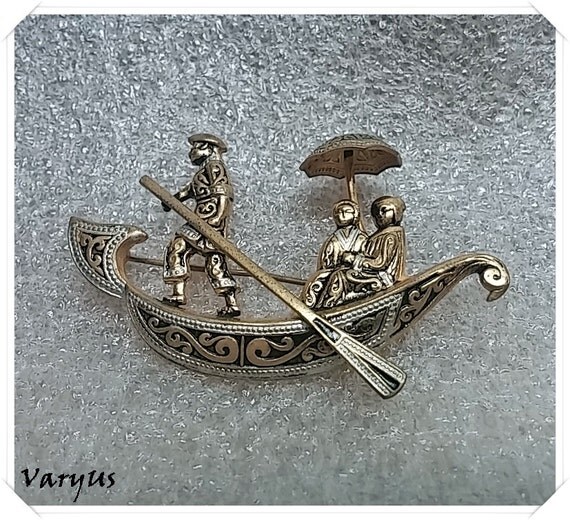 Jewelry Vintage Pin Brooch Damascene Spanish Spain by VaryUs