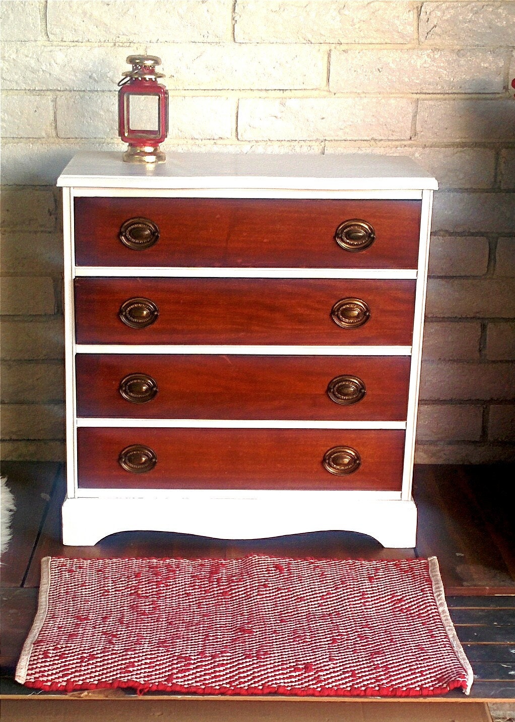 Charming Federalist Style Mid Century Modern Mahogany and White Four