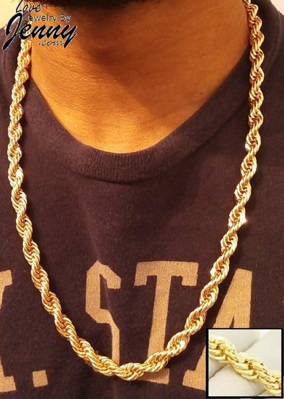 14K Gold Overlay 10 mm Dookie Rope Heavy Chain Necklace