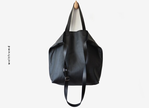 Oversized soft leather Bag TAKI black matt by weltfremd on Etsy