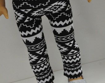 18 Inch Doll Clothes Black and White Aztec Tribal Print Leggings Doll Clothes made to fit dolls such as American Girl
