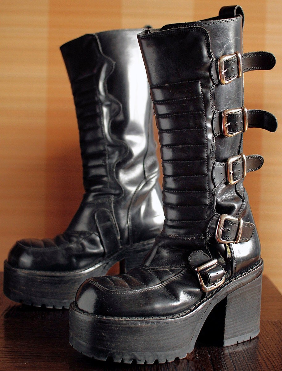 platform boots with buckles cheap