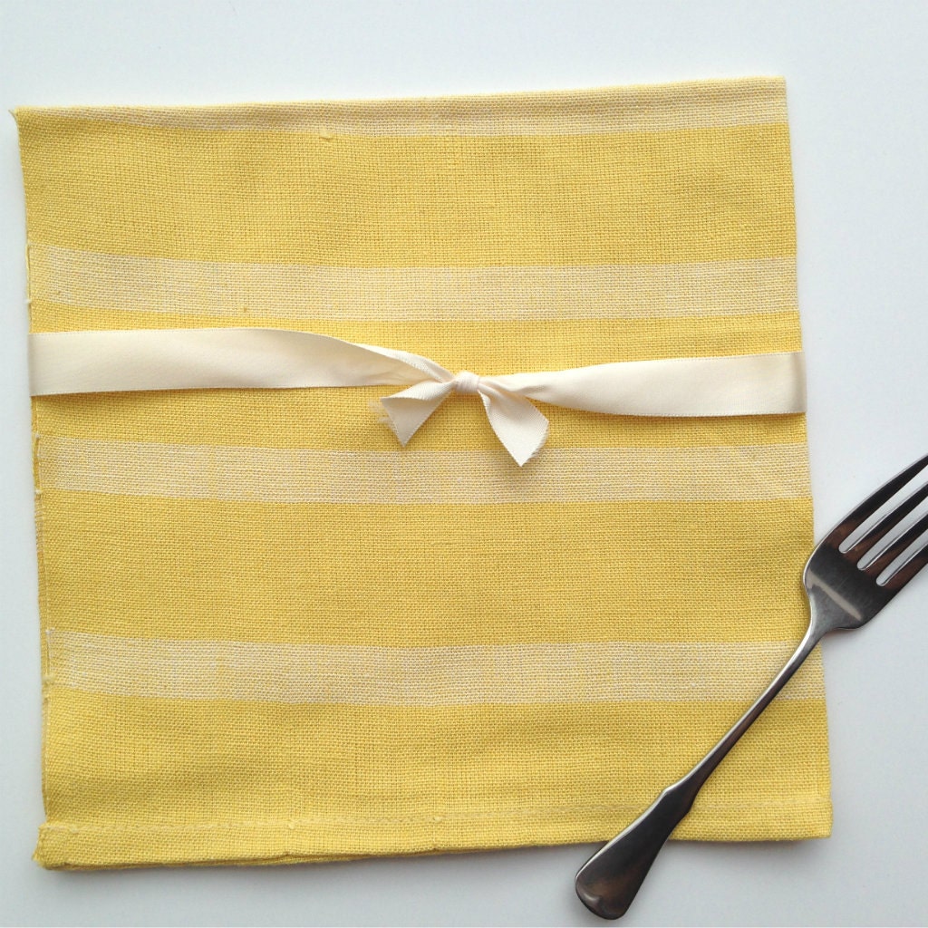 Yellow Cloth Napkins Set 4 Beautiful Muted Casual by TheFairLine