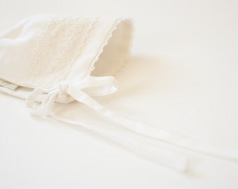 Baby bonnet, lace bonnet,toddler bonnet baptism bonnet linen baby hat,linen bonnet,1-3 mo, 3-6 mo, 6-9 mo, 9-12 mo, 12-18 mo, 18-24 mo sizes