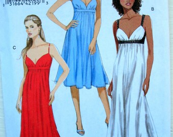 Empire Evening Gown pattern, Plus Size Prom Dress Bridesmaid Gown with cut Out Back Vogue 8475 Sizes 14-22
