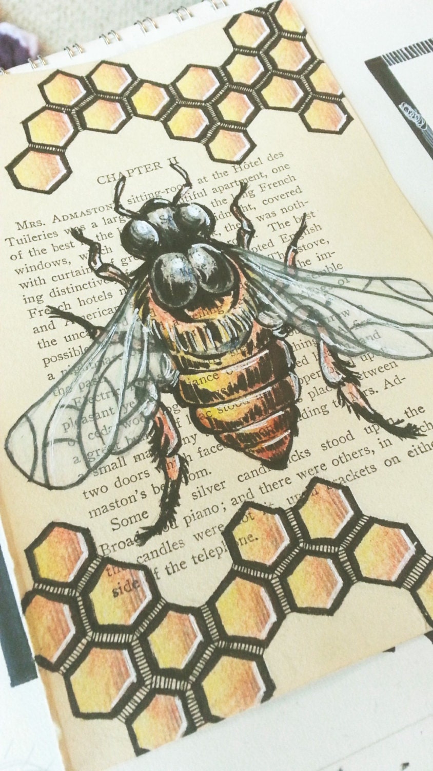 Original Honey Bee drawing/ Hand Drawn Book art