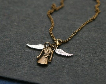 Supernatural inspired angel coat pendant with wings