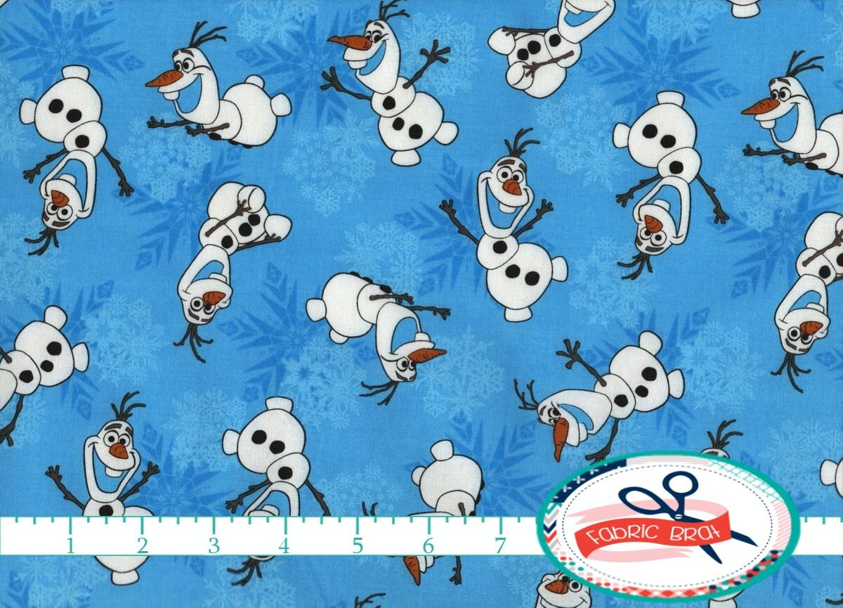 DISNEY FROZEN Fabric by the Yard Fat Quarter OLAF Fabric Blue