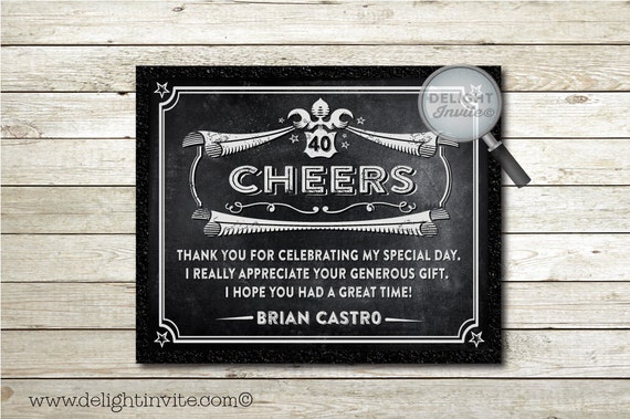 40th Birthday Thank You Card by DelightInvite on Etsy