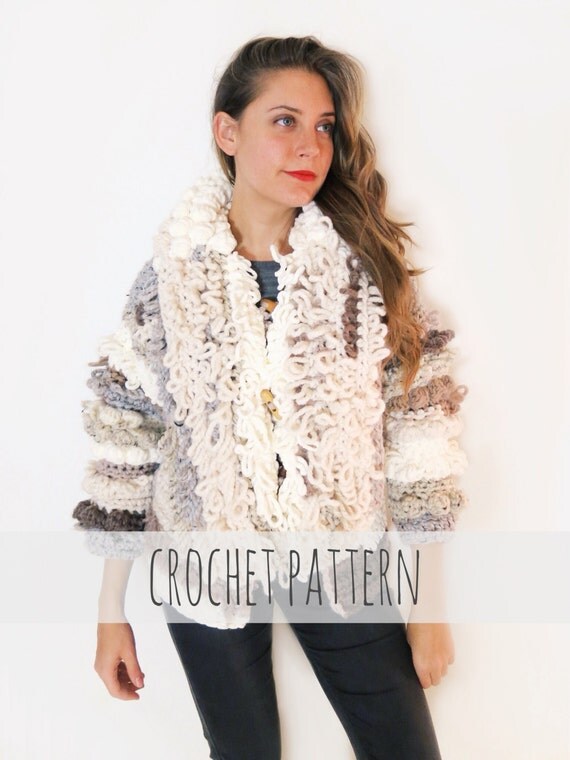 pattern jacket stitch crochet loop Fur Loop for Faux Bohemian Stitch PATTERN Bobble Fringe Jacket