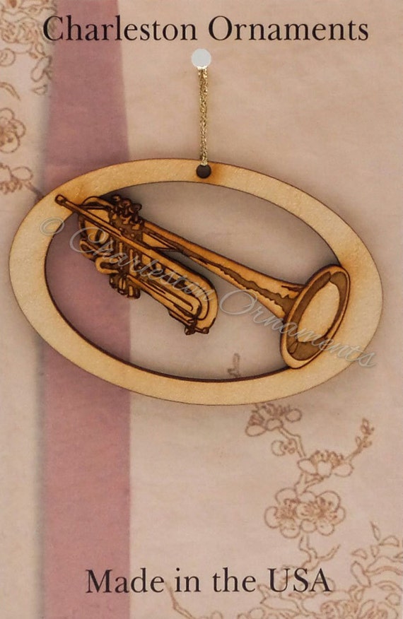 Unique Trumpet Wooden Ornament Trumpet by PalmettoEngraving