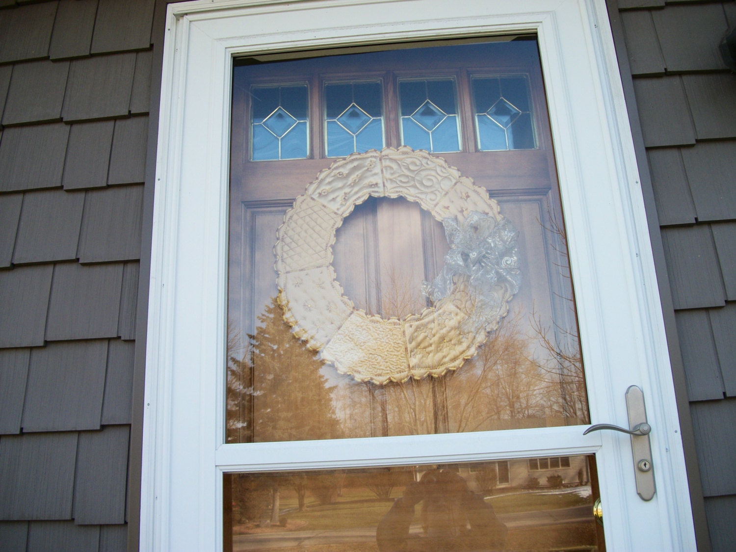 Christmas 22 inch wreath done in gold with Swarovski crystals.