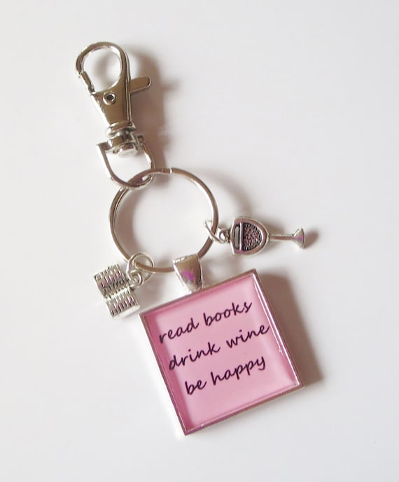 Read Books, Drink Wine, Be Happy Pink Purse Clip