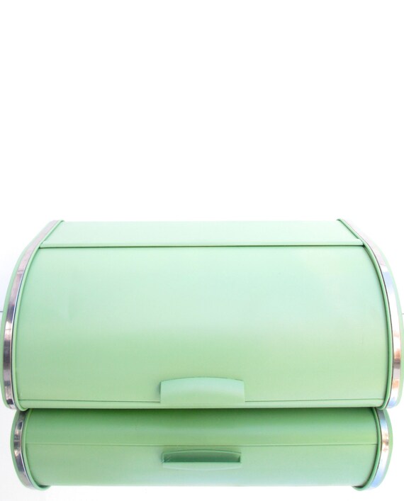 Vtg Retro Mint / Jadeite Green Metal Bread Box