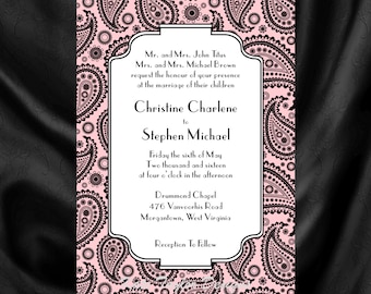 Art Nouveau Art Deco Wedding Invitation & RSVP - William Morris Design 1
