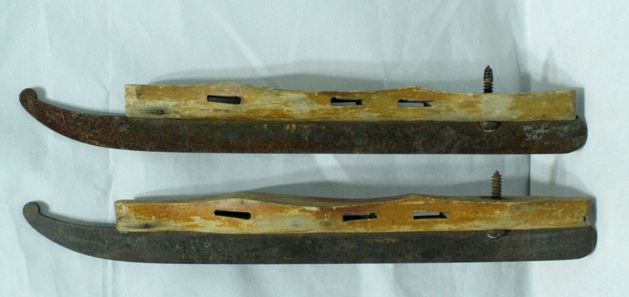 1 Set of Vintage/Antique Steel & Wood Ice Skate Blades