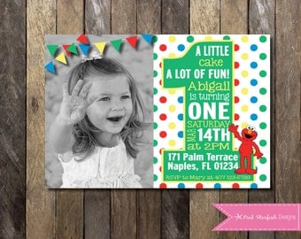 Sesame Street Invitation, Elmo Invitation, Invitation with Picture, Elmo, Sesame Street, First Birthday, 1st Birthday, Printable Invitation