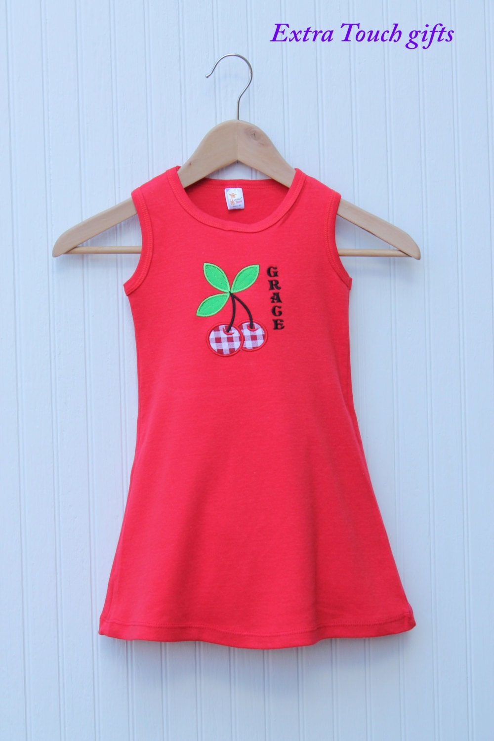 Toddler Summer Dresses with Embroidered Cherry Applique