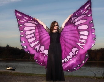 Belly dance butterfly hand painted silk Isis wings. Made to
