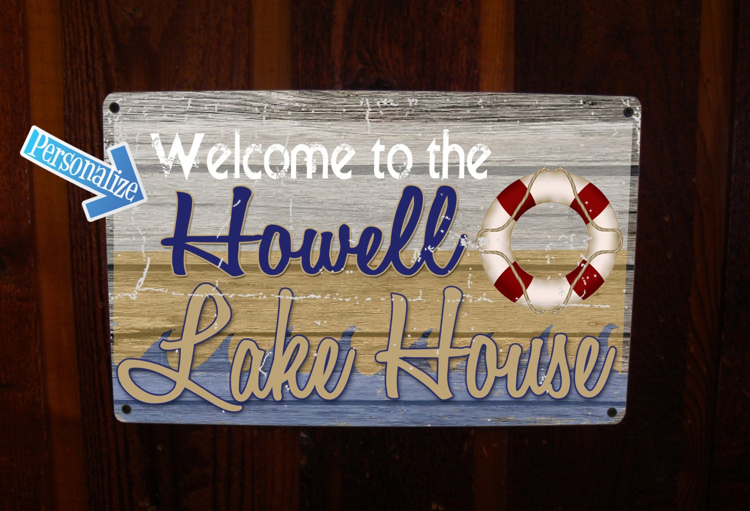 Lake House Sign Custom Vintage Personalize Tin Sign