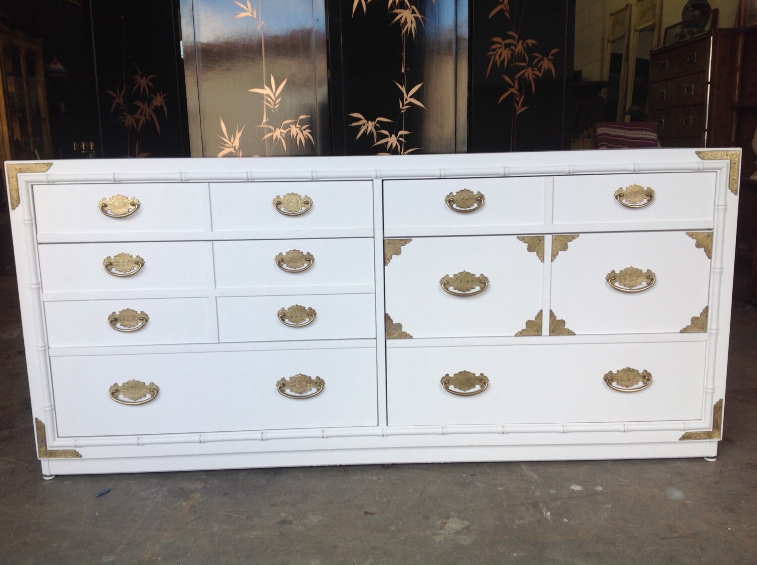 White Faux Bamboo Dresser by Thomasville Haute Juice