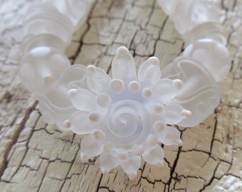 HandMade Lampwork -:- Icicle - Set of 20 Beads - Artisan Made in the USA - Fully Kiln Annealed - Wedding set with Something Blue