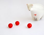 Ceramic Polar Bear Figurine, White Bear, Valentines Bear in White Clay  with Red Heart. Ready To Ship