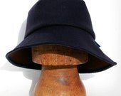 Asymmetric Italian navy wool felt Widebrim hat