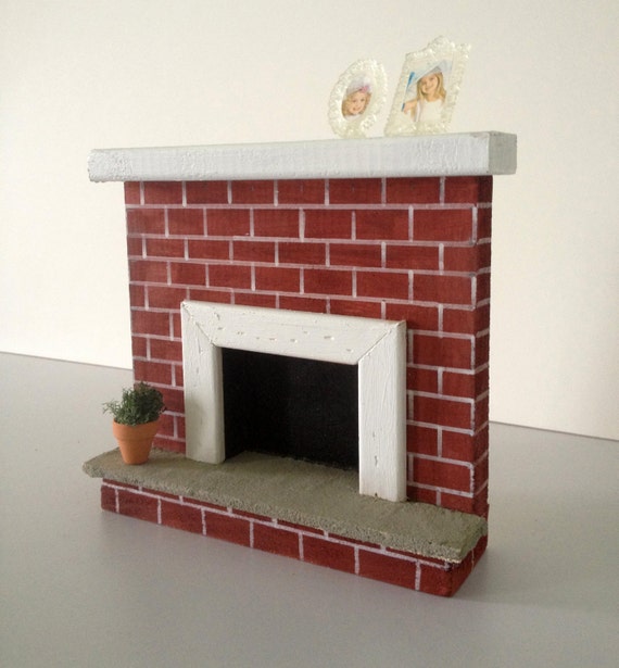 Barbie Size Red Brick Traditional Fireplace by OneinNature on Etsy