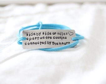 cousin bracelet, bridesmaid gift, big cousin gift, custom bracelet, cousins, cousin jewelry, wrap bracelet, christmas gift for sister