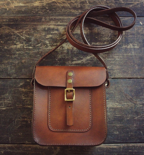 Items similar to Handmade leather mini satchel crossbody bag MADE TO ...