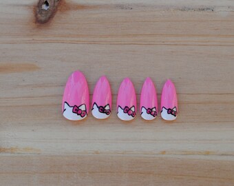 nails press kitty hello fake stiletto pink popular items ress