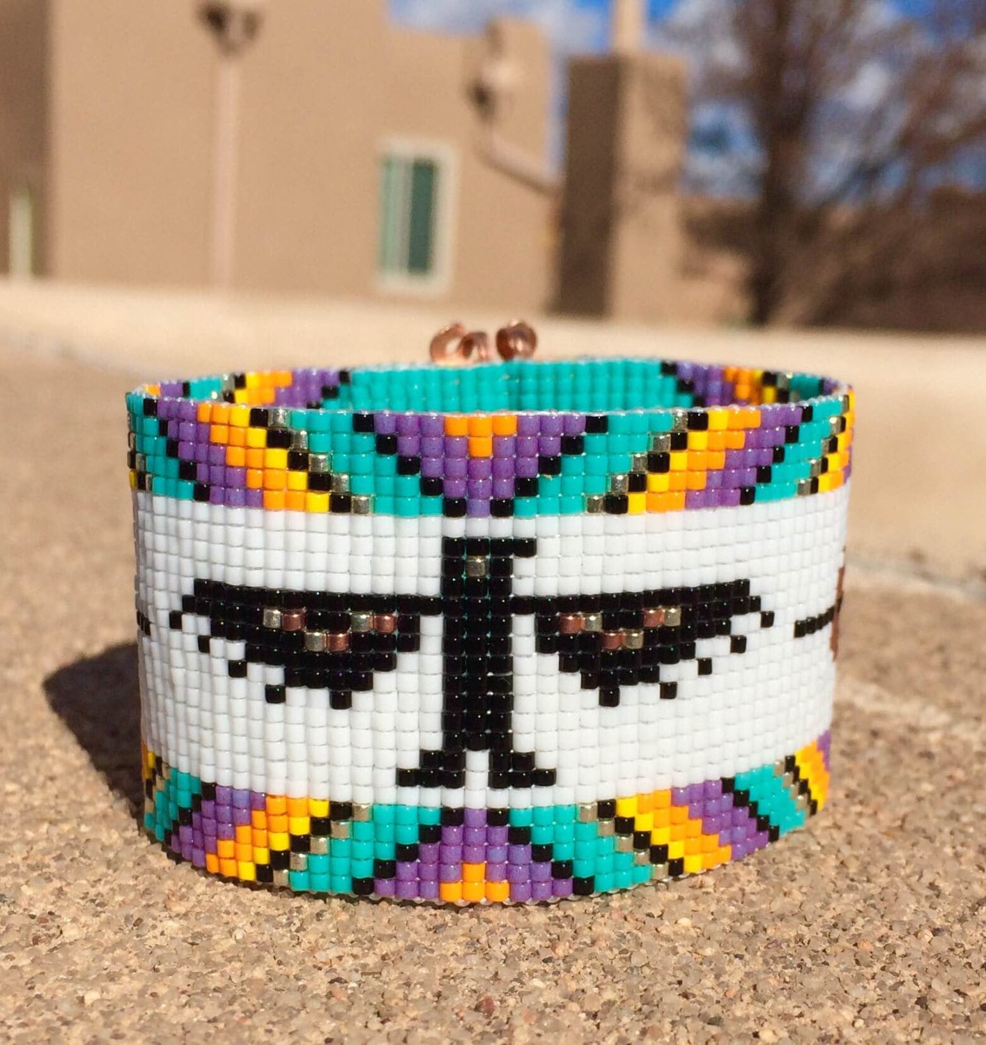 Thunderbird Rainbow Bead Loom Bracelet Bohemian by PuebloAndCo
