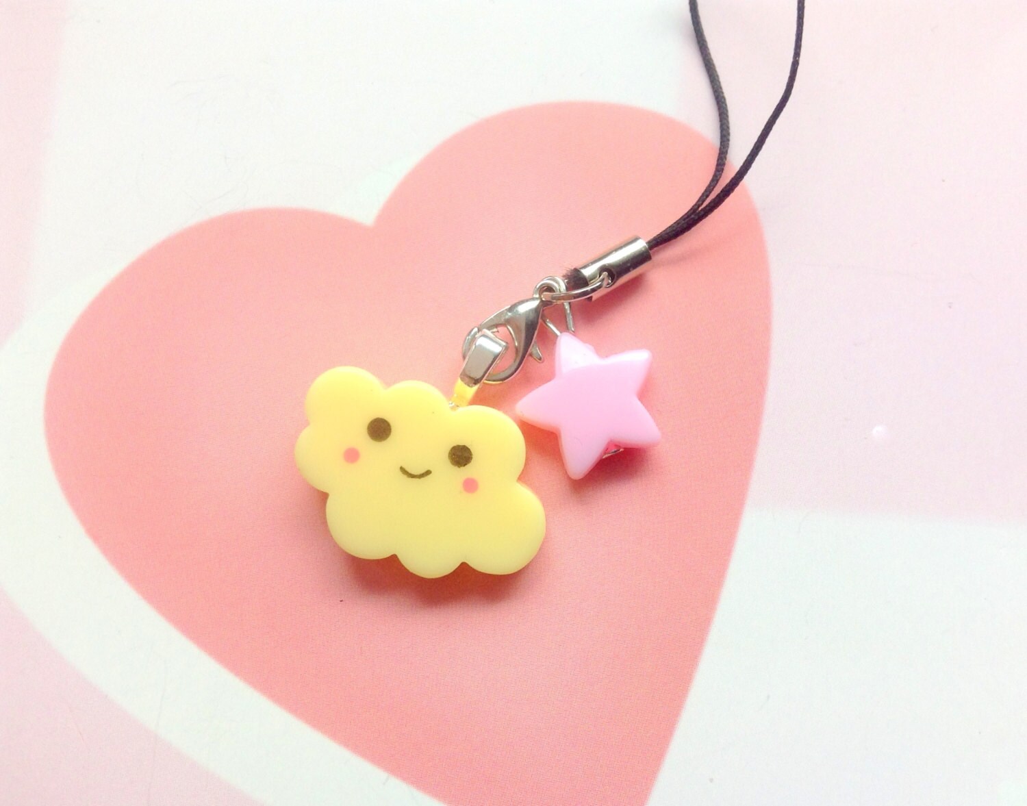 Kawaii star cloud phone charm cute phone strap yellow by CreaBia