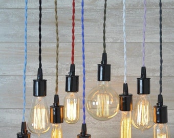 Cord Set With Bulb Socket 8 Foot Many Colors Ceiling Pendant Light Lamp Cord