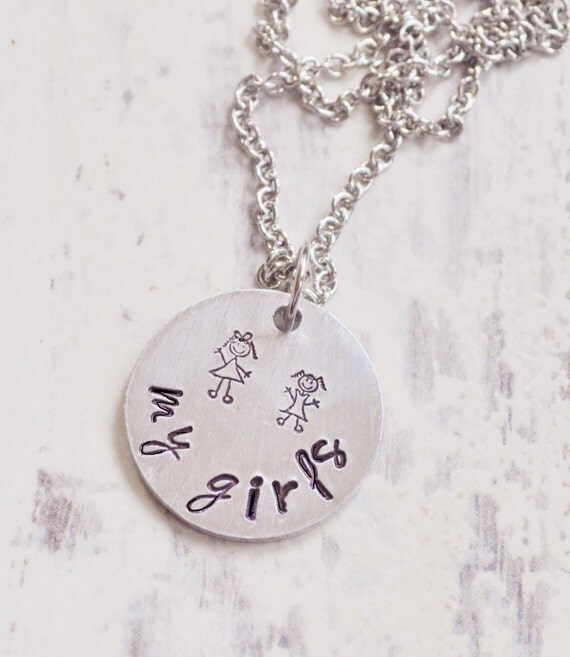 Stick figure necklace Hand stamped jewelry by FairietaleDesigns
